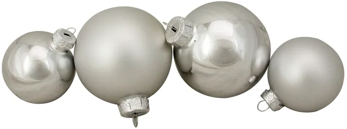 96ct Silver Shiny and Matte Glass Ball Christmas Ornaments - 3.25"