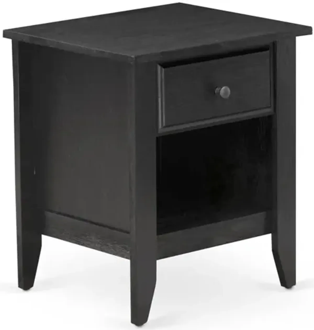 East West Furniture GA-06-ET Modern Nightstand Bedroom with 1 Wooden Drawer, Stable and Sturdy Constructed - Wire Brushed Black Finish