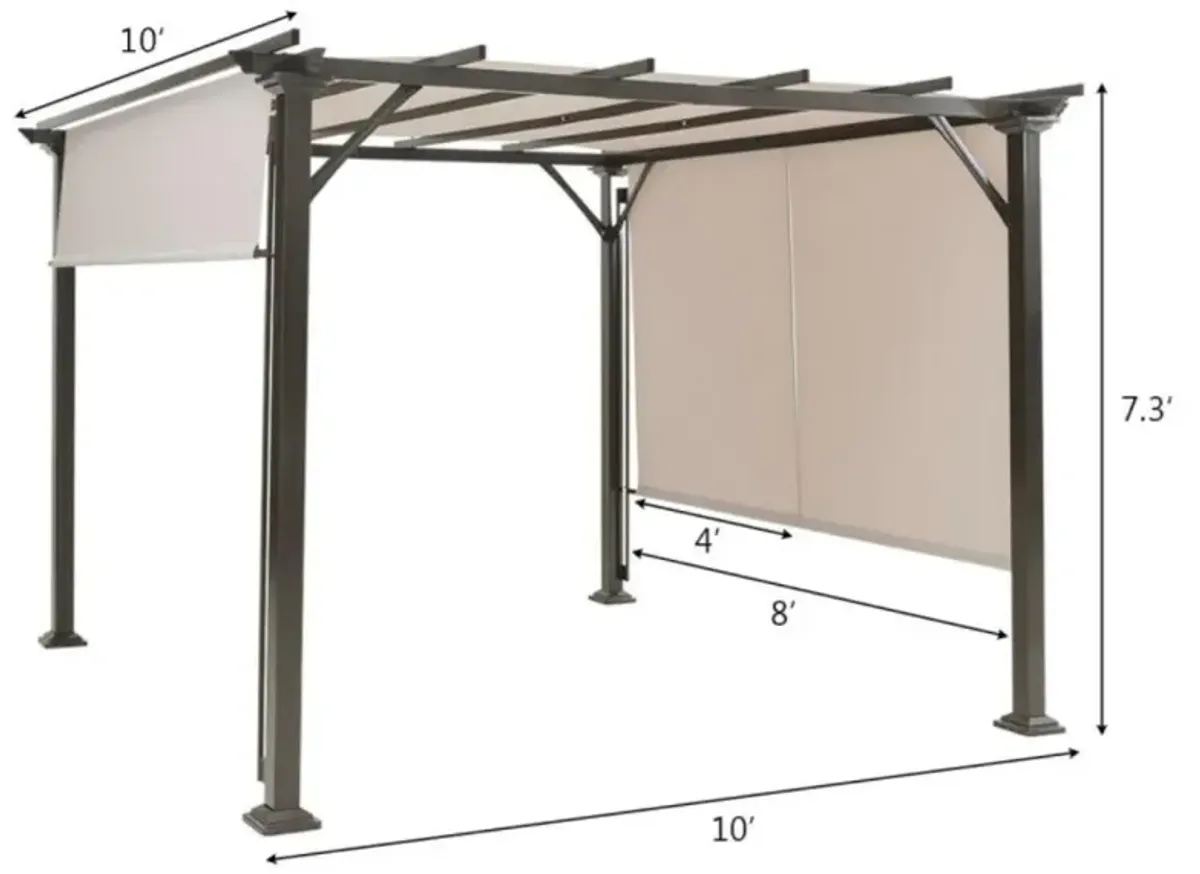 Hivvago 10 x 10 Feet Metal Frame Patio Furniture Shelter-Beige