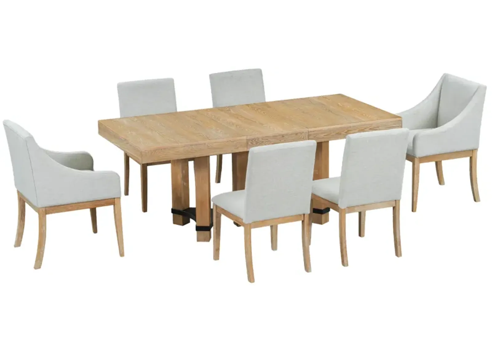 Merax Rustic 7-Piece  Extendable Dining Table Chairs Set