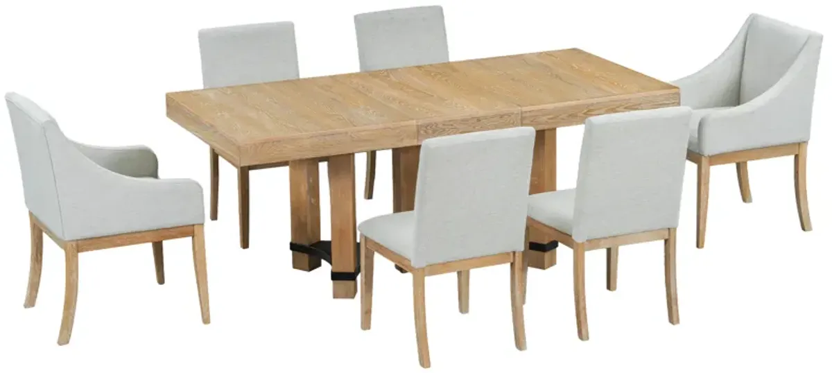 Merax Rustic 7-Piece  Extendable Dining Table Chairs Set