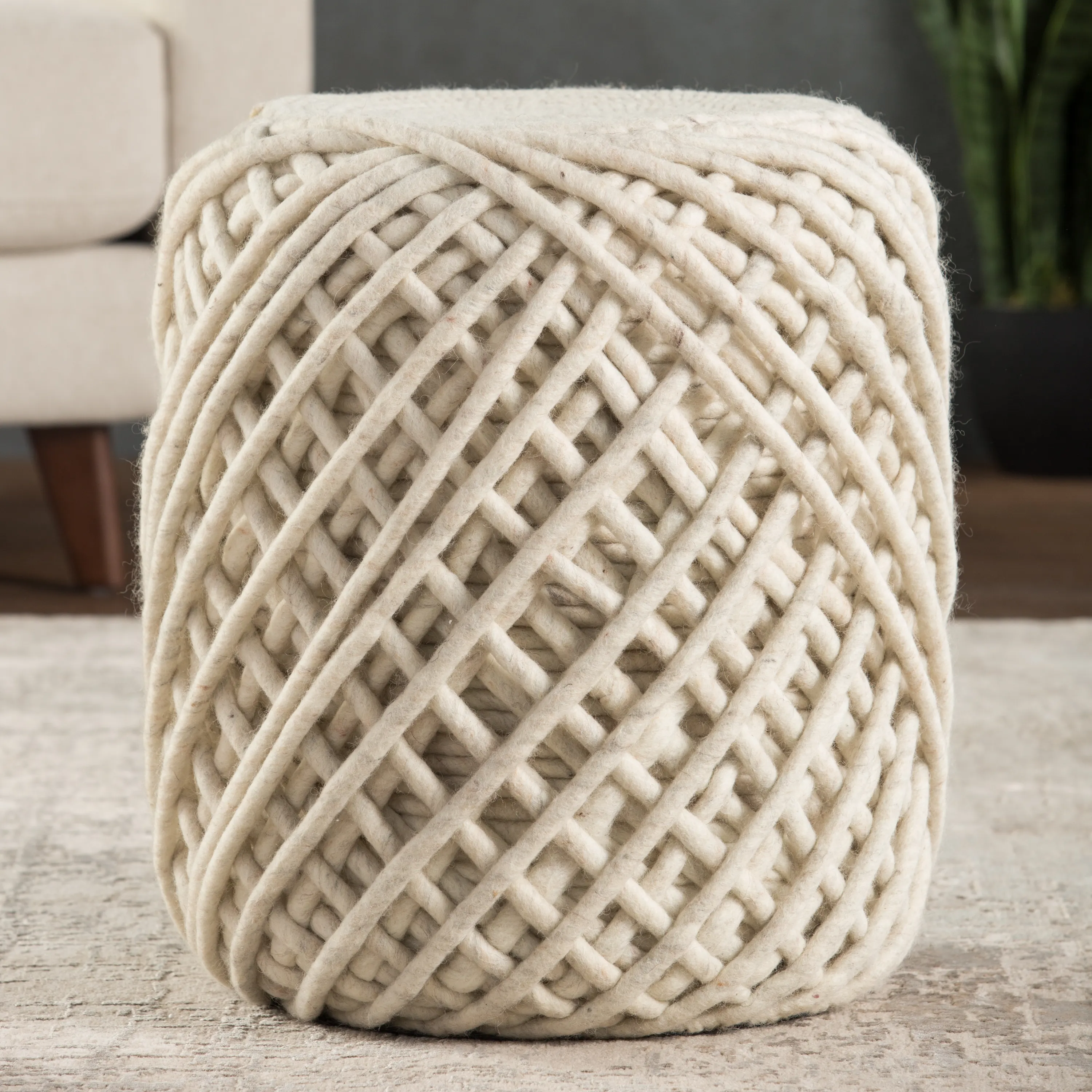 SCANDINAVIA POUF CYL White Gry