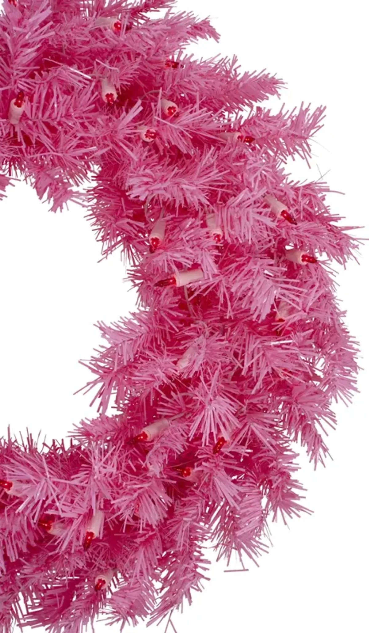 24" Pre-Lit Pink Spruce Artificial Christmas Wreath  Pink Lights