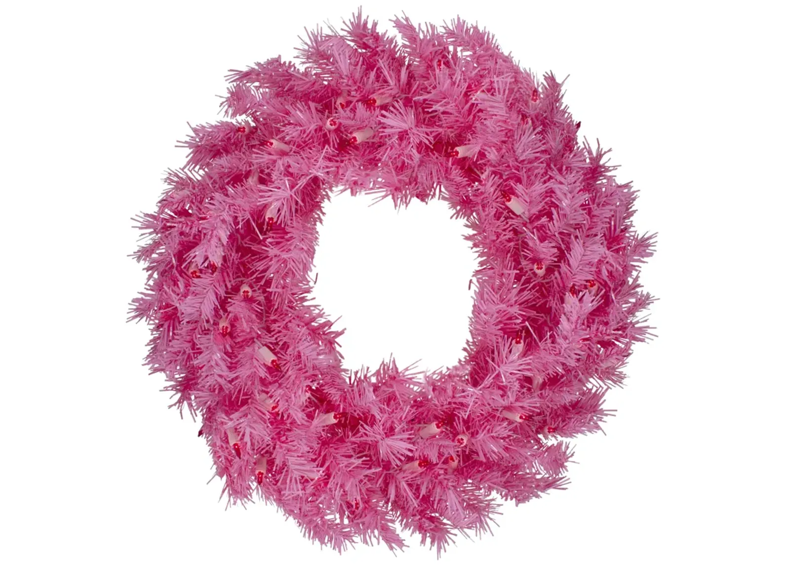 24" Pre-Lit Pink Spruce Artificial Christmas Wreath  Pink Lights