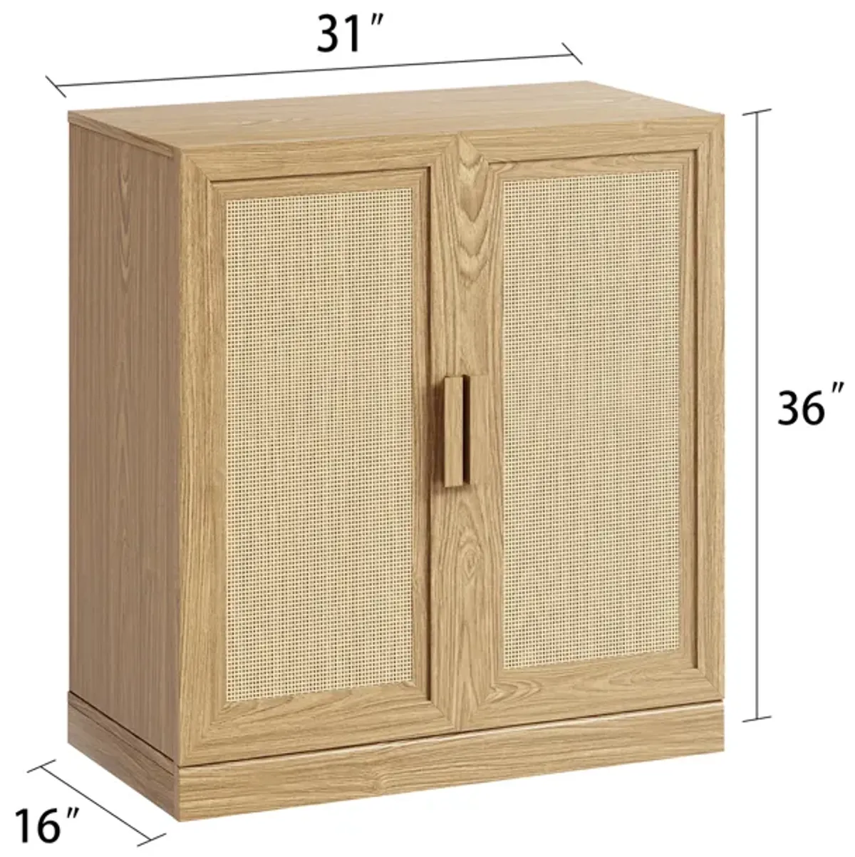 Wood Accent Cabinet, Storage Organizer with Adjustable Shelves for Kitchen Living Room