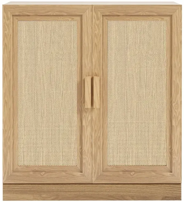 Wood Accent Cabinet, Storage Organizer with Adjustable Shelves for Kitchen Living Room