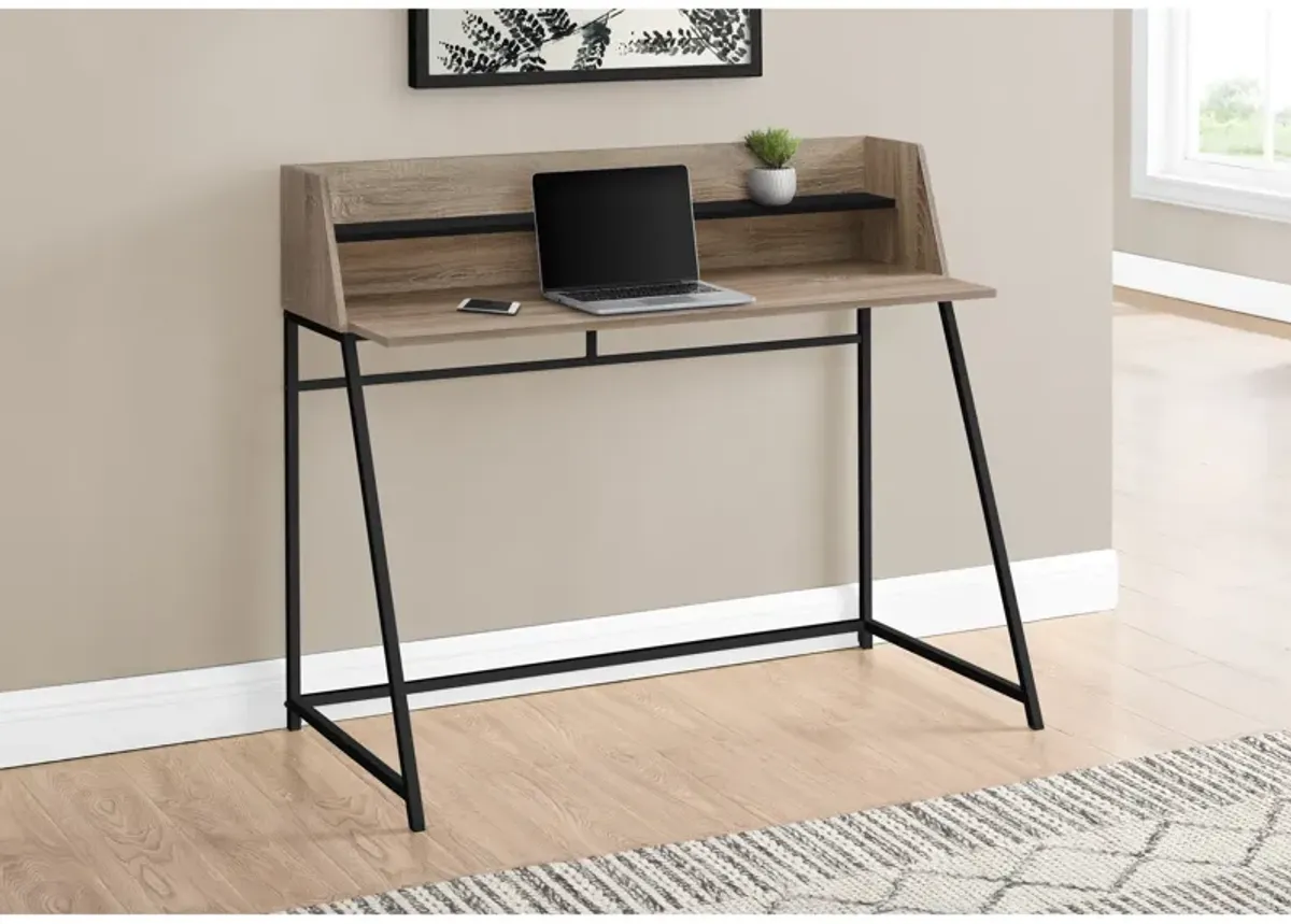 Monarch Specialties I 7546 Computer Desk, Home Office, Laptop, Storage Shelves, 48"L, Work, Metal, Laminate, Brown, Black, Contemporary, Modern