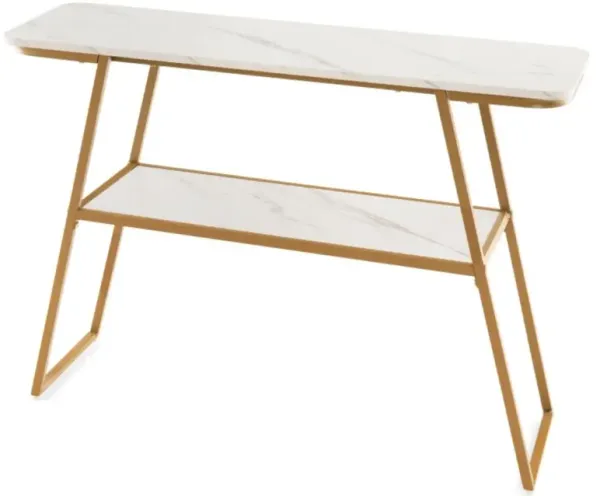 Hivvago Console Table with Open Shelf Gold Metal Frame Living Room Hallway