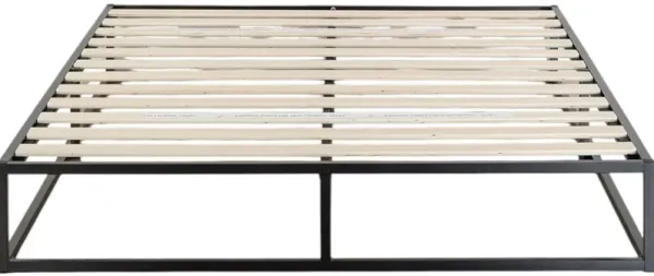 Metal Platform Bed Frame with Wood Slats – Low Profile Design for Modern and Minimalist Interiors