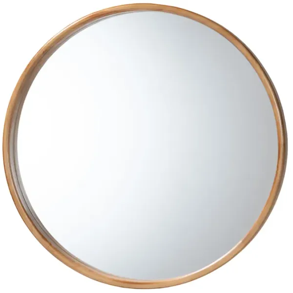 Baxton Studio Tazara Japandi Natural Round Accent Wall Mirror