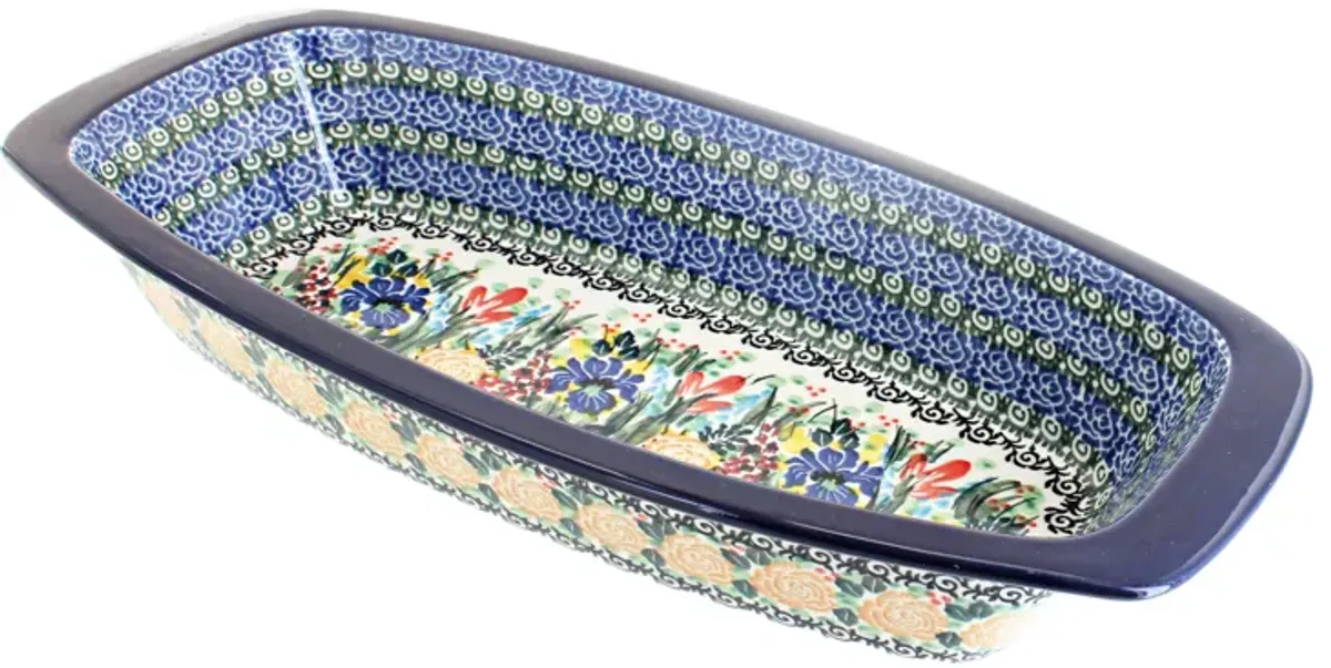 Blue Rose Polish Pottery Alyce Long Serving Dish