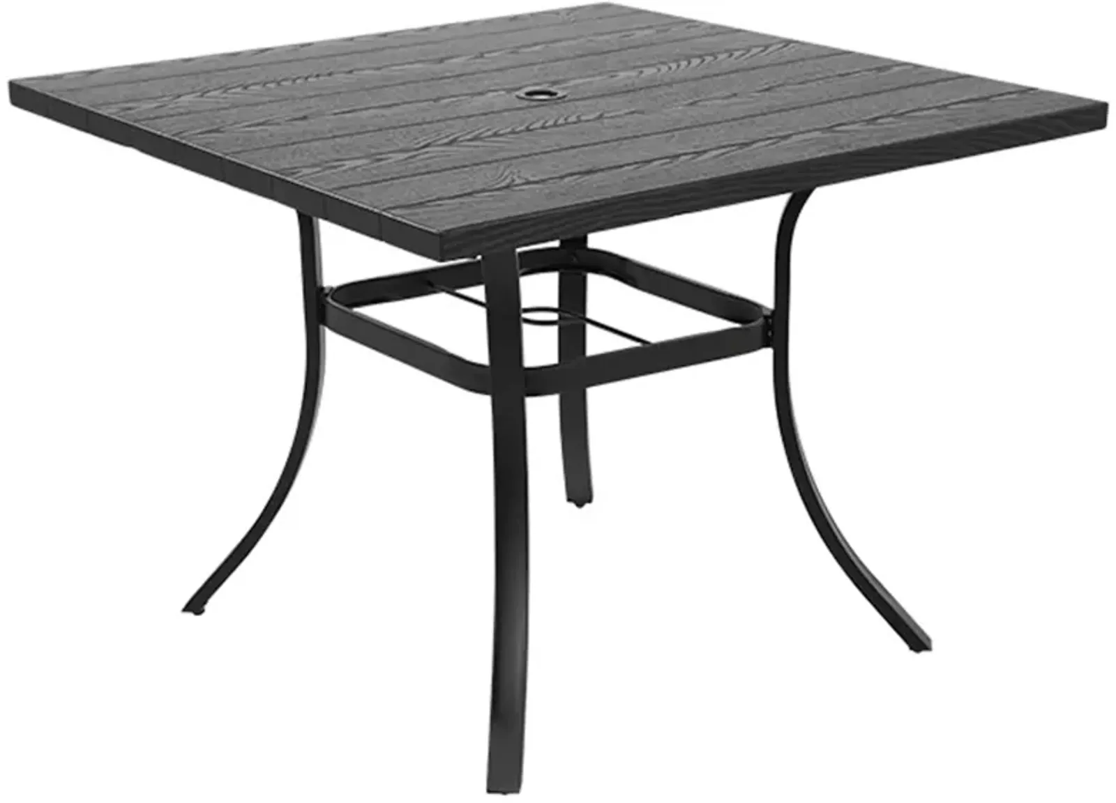 MONDAWE Square Aluminum Frame Outdoor Dining Table Woodgrain Tabletop Patio Side Table with Umbrella Hole