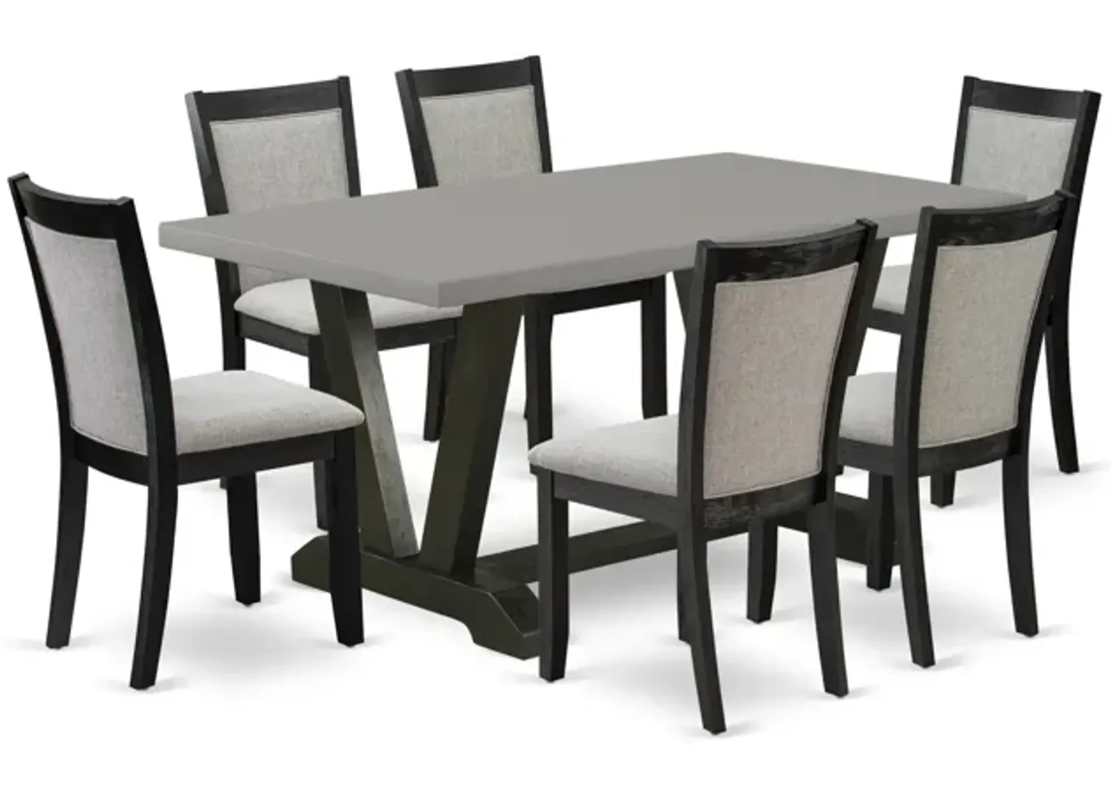 East West Furniture V696MZ606-7 7Pc Dining Set - Rectangular Table and 6 Parson Chairs - Multi-Color Color