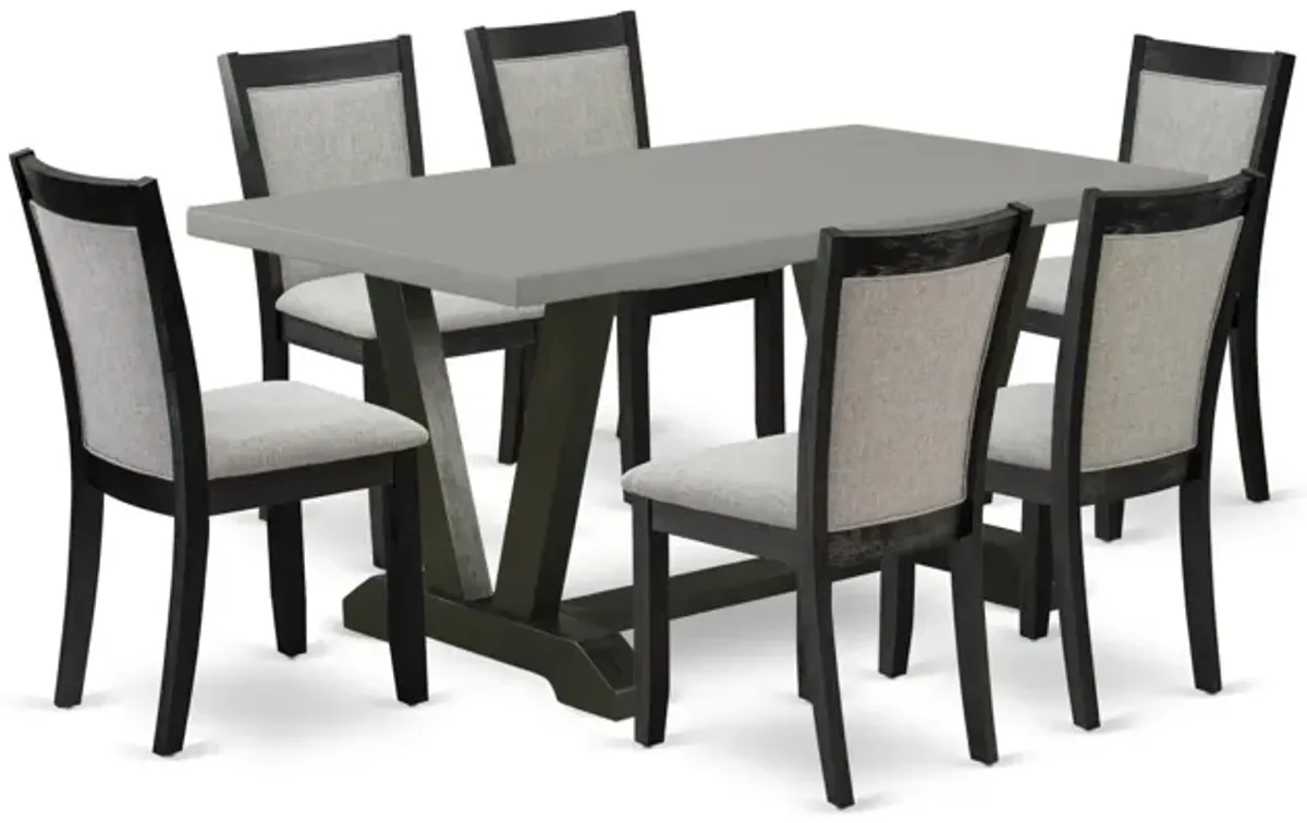 East West Furniture V696MZ606-7 7Pc Dining Set - Rectangular Table and 6 Parson Chairs - Multi-Color Color