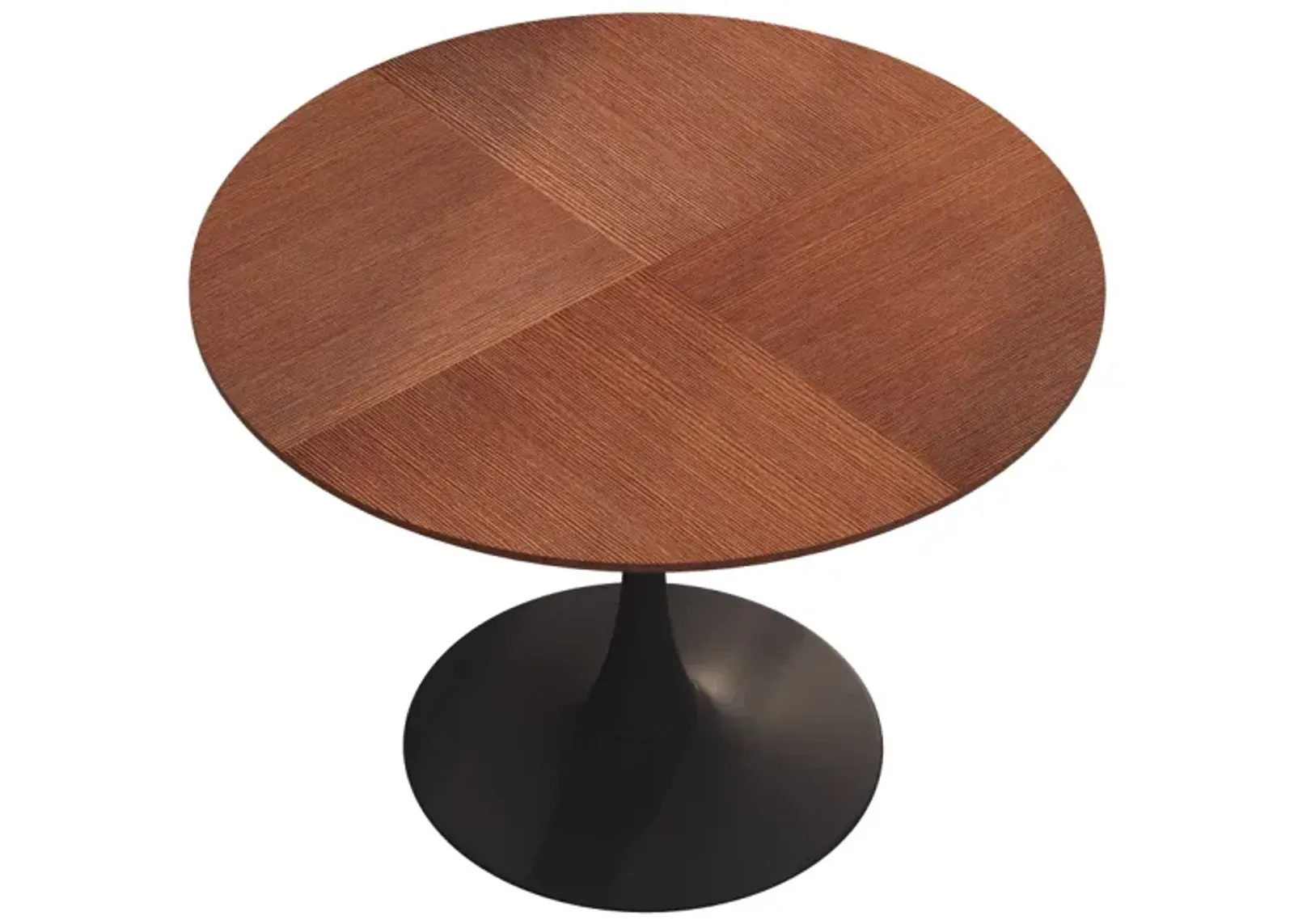 42" Modern Round Dining Table With Printed Oak Color Grain Tabletop