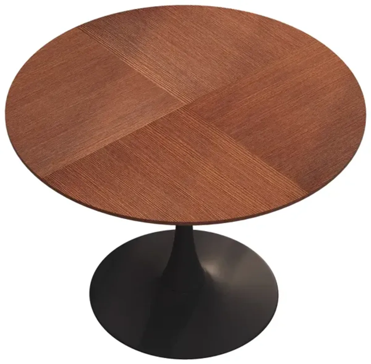 42" Modern Round Dining Table With Printed Oak Color Grain Tabletop