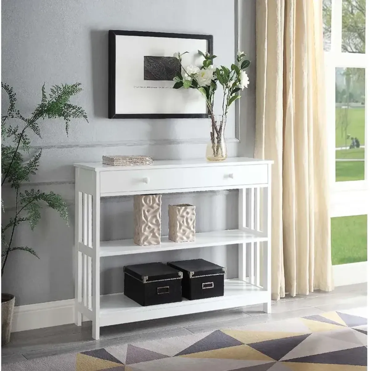 Convience Concept, Inc. Mission 1 Drawer Console Table with Shelves