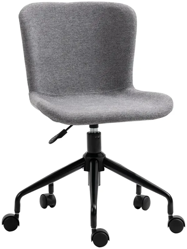Dark Grey Office Seat: Armless Swivel Task Chair with Height Adjust