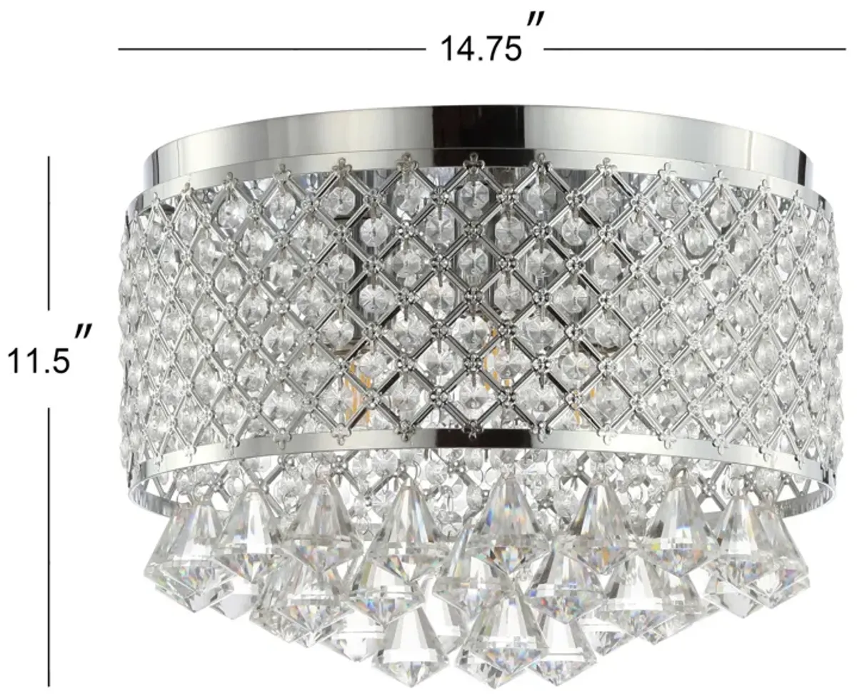 Evelyn 3-Light Crystal Drops/Metal LED Flush Mount