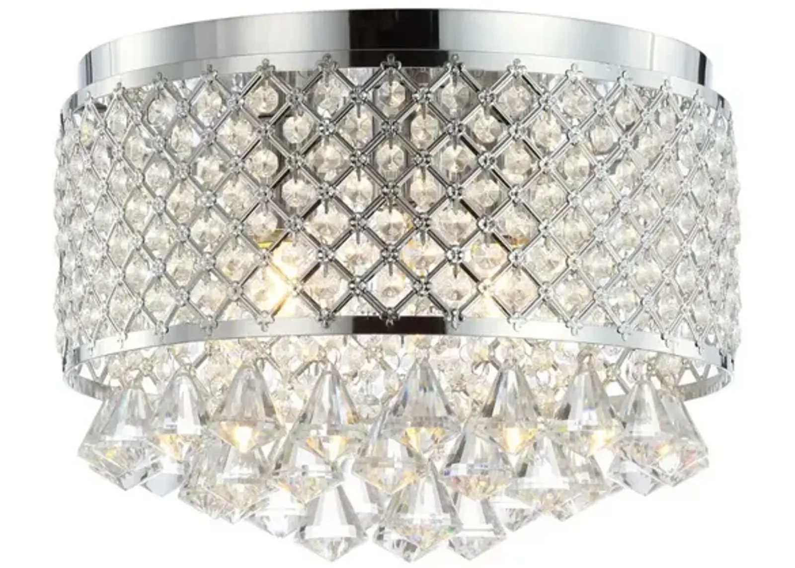 Evelyn 3-Light Crystal Drops/Metal LED Flush Mount