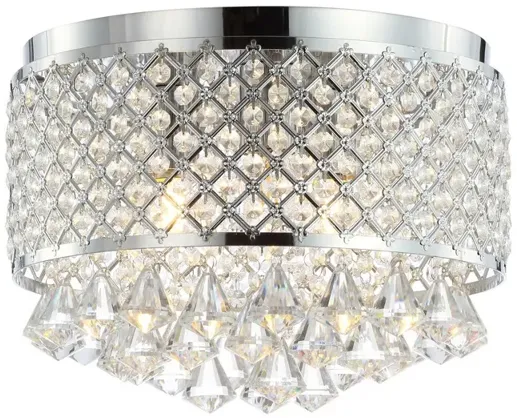 Evelyn 14.7" 3-Light Crystal Drops/Metal LED Flush Mount, Chrome