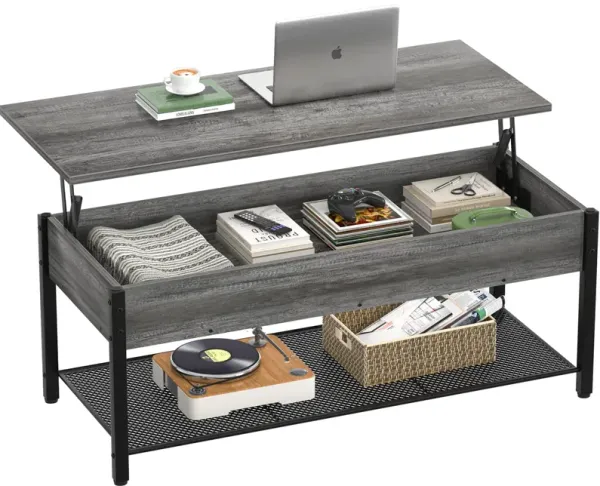 Homieasy Lift Top Coffee Table with Storage Shelf and Hidden Compartment, Modern Lift Top Table for Living Room, Wood Lift Table