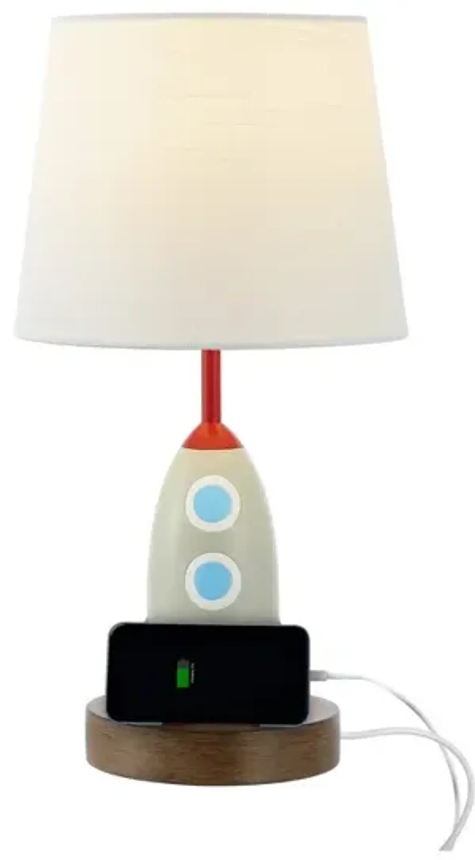 Houston Coastal Style Iron/Resin Rocket LED Kids' Table Lamp with Phone Stand and USB Charging Port