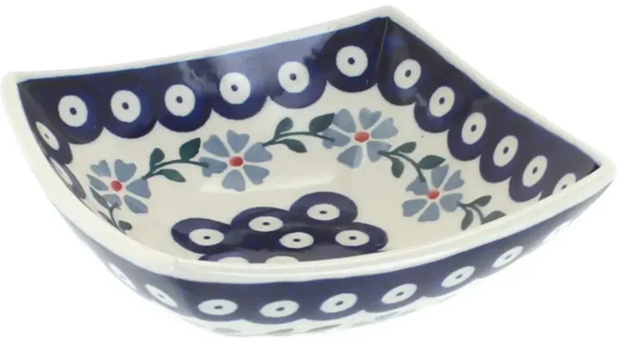 Blue Rose Polish Pottery Blue Butterfly Small Square Bowl