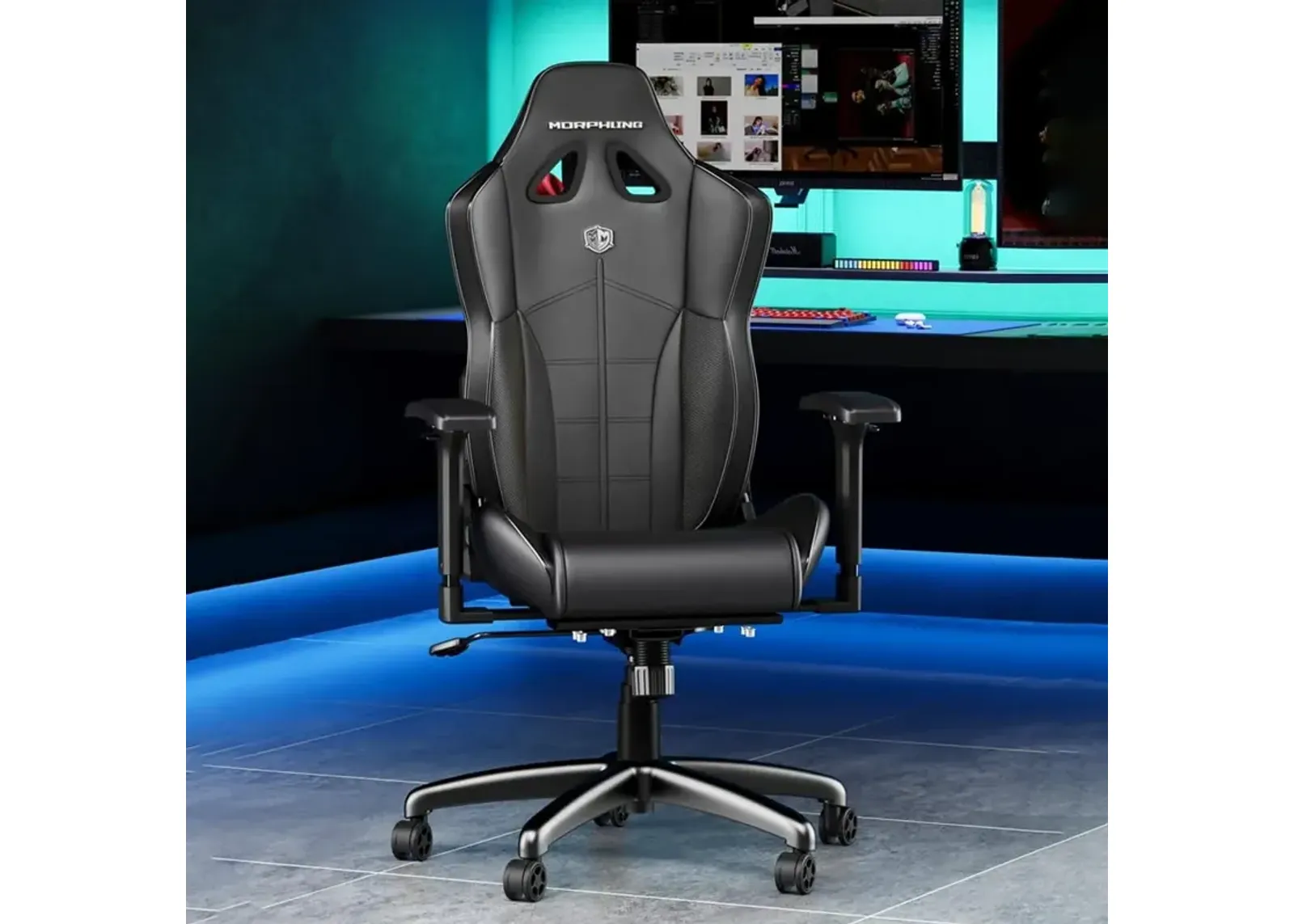 Morphling Heavy Duty Gaming Chair for Adults and 300LBS Reinforced Base,Thickened Seat Cushion, Adjustable Armrest, Enlarge and Widen Ergonomic Office Computer Chair (C-L20B)