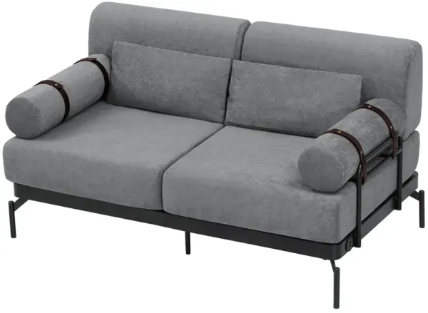 Merax Modern Loveseat Sofa with USB Ports 2-Seater Contemporary Couch with Cylindrical Armrests for Living Room