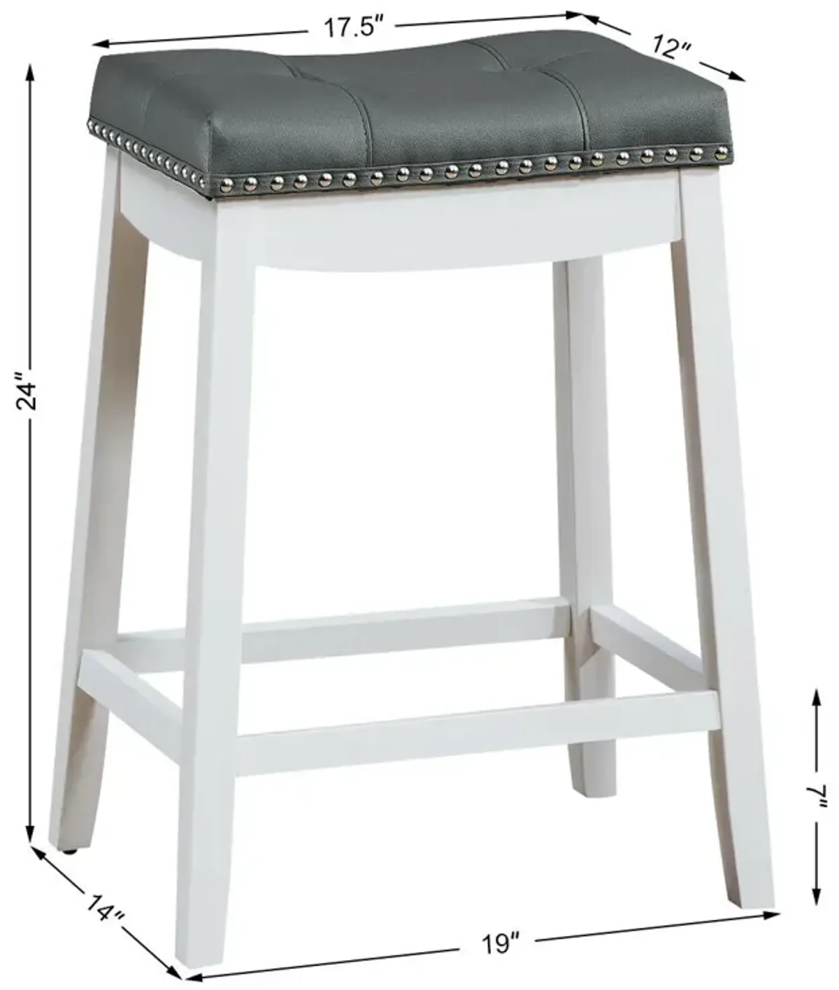 Set of 2 24-Inch Height Backless Counter Stool with Footrest