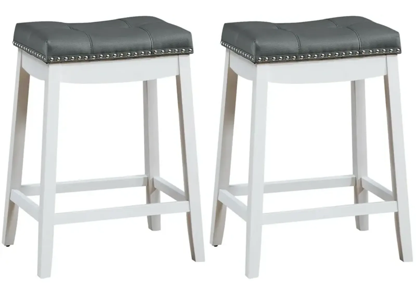 Set of 2 24-Inch Height Backless Counter Stool with Footrest