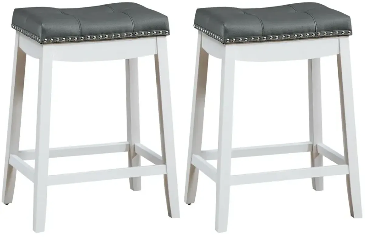 Set of 2 24-Inch Height Backless Counter Stool with Footrest