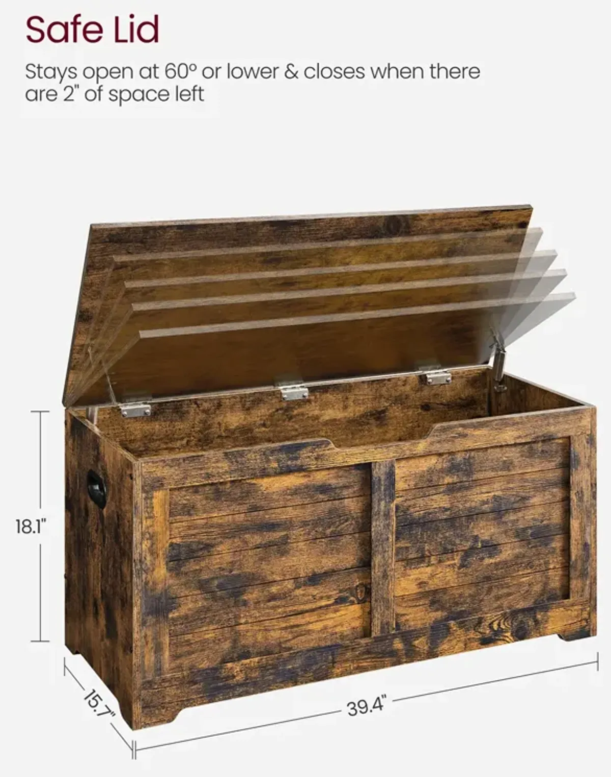 Storage Chest with 2 Safety Hinges