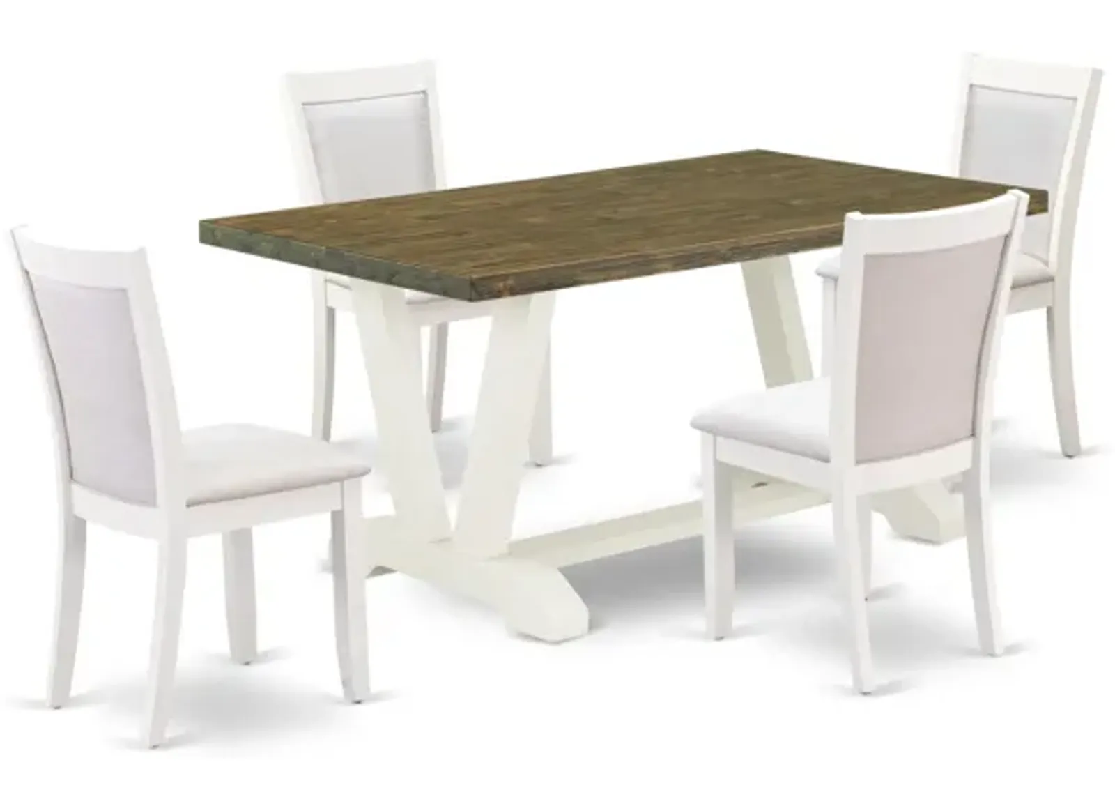 East West Furniture V076MZ001-5 5Pc Dinette Set - Rectangular Table and 4 Parson Chairs - Multi-Color Color