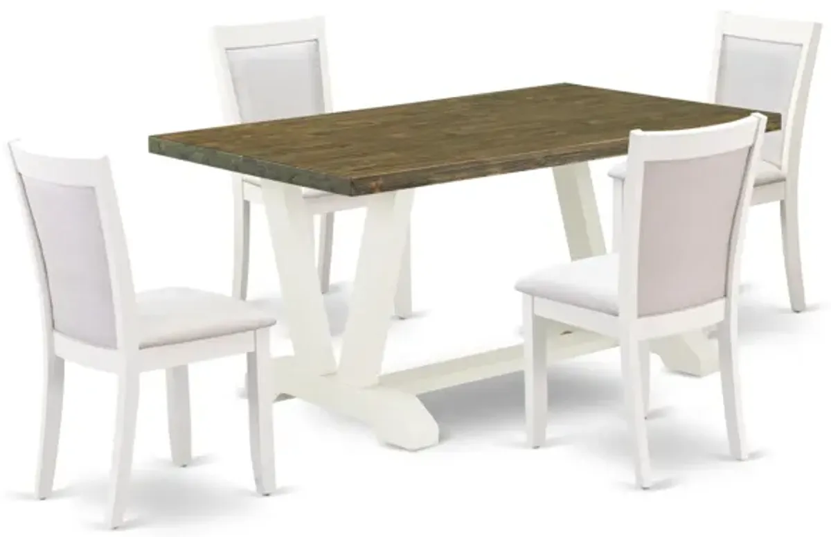 East West Furniture V076MZ001-5 5Pc Dinette Set - Rectangular Table and 4 Parson Chairs - Multi-Color Color