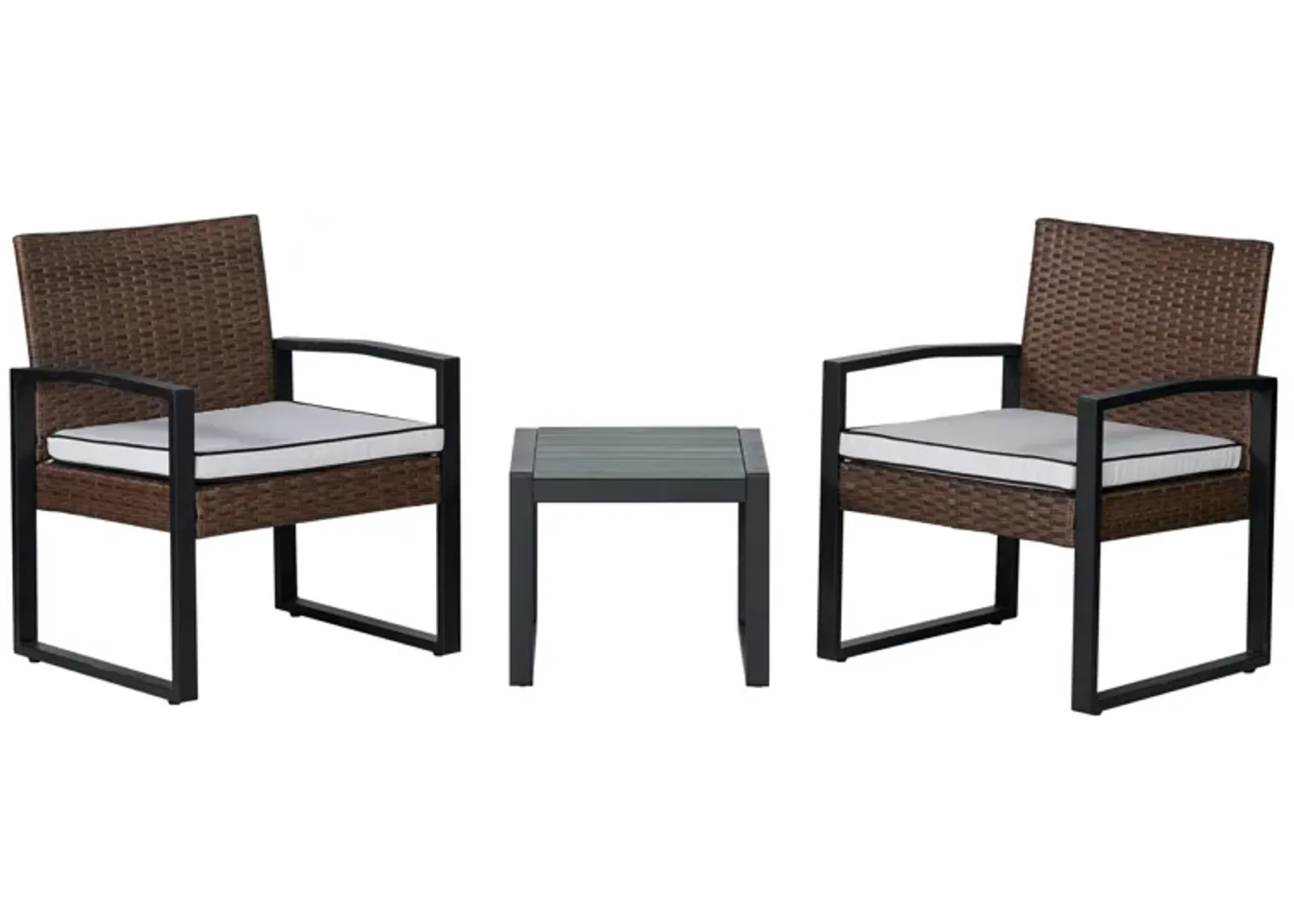 Selby 3-Piece Modern Coastal Faux Wicker Conversation Outdoor Patio Set