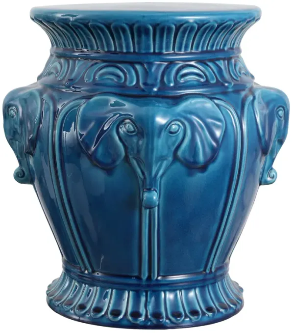 Anita 18" Classic Vintage Ceramic Indoor/Outdoor 4-Elephant Garden Stool