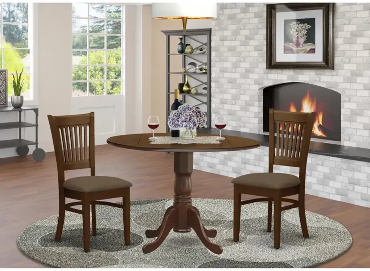 East West Furniture DLVA3-ESP-C 3 Pc2-drop-leaf Dining Table and 2 Dining Chairs