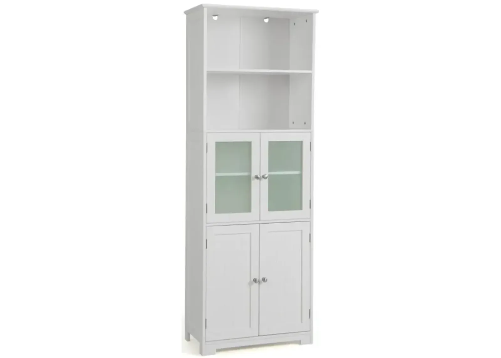 Hivvago 6-Tier Freestanding Bathroom Cabinet with 2 Open Compartments and Adjustable Shelves