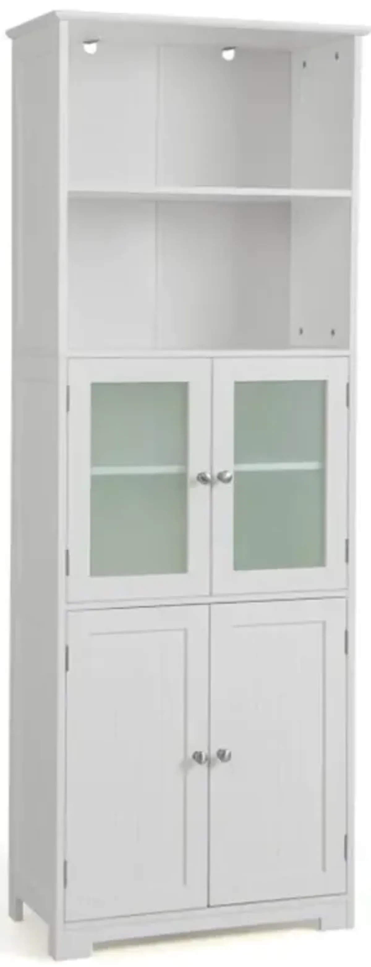 Hivvago 6-Tier Freestanding Bathroom Cabinet with 2 Open Compartments and Adjustable Shelves