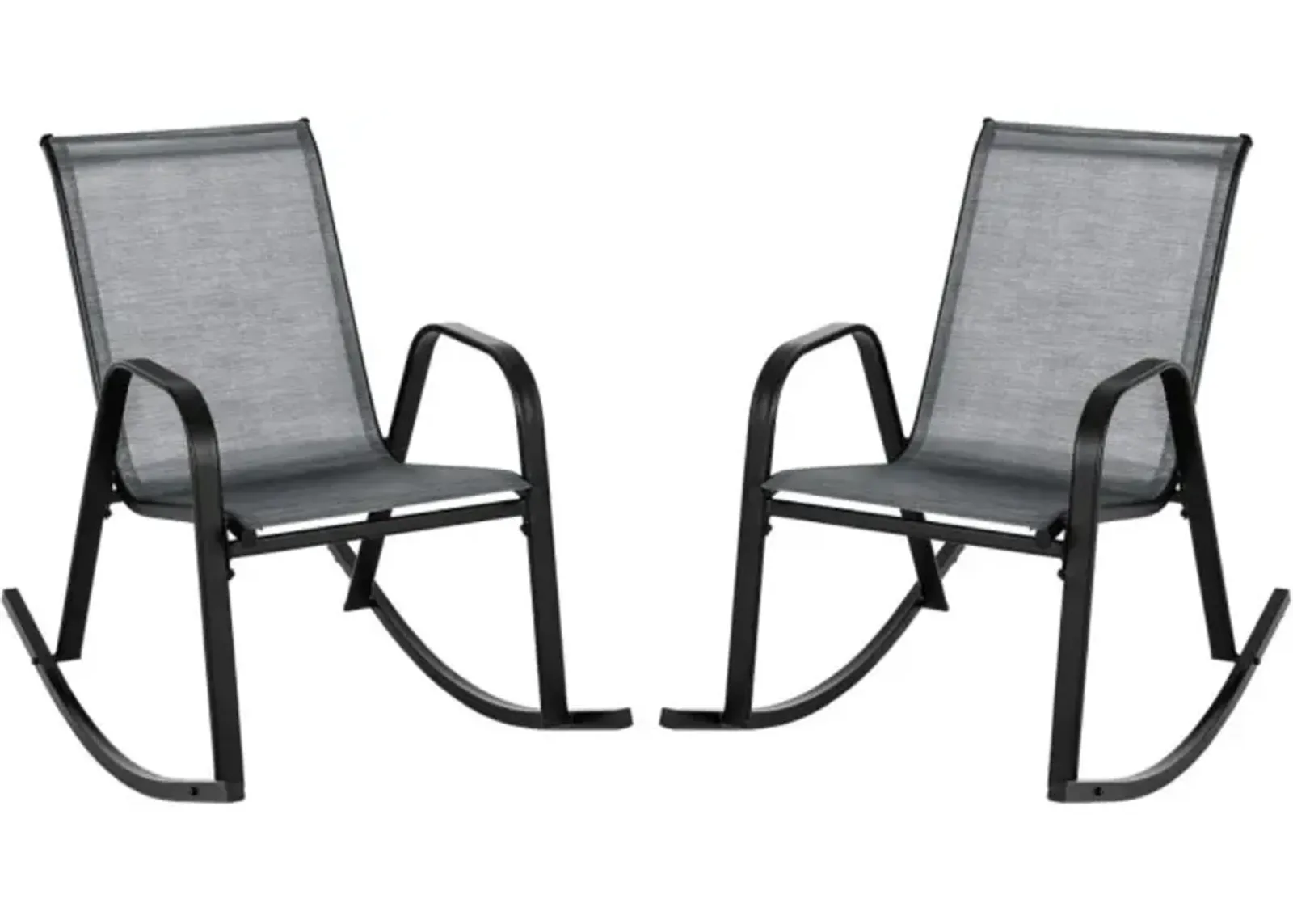 Hivvago Set of 2 Metal Patio Rocking Chair with Breathable Seat Fabric