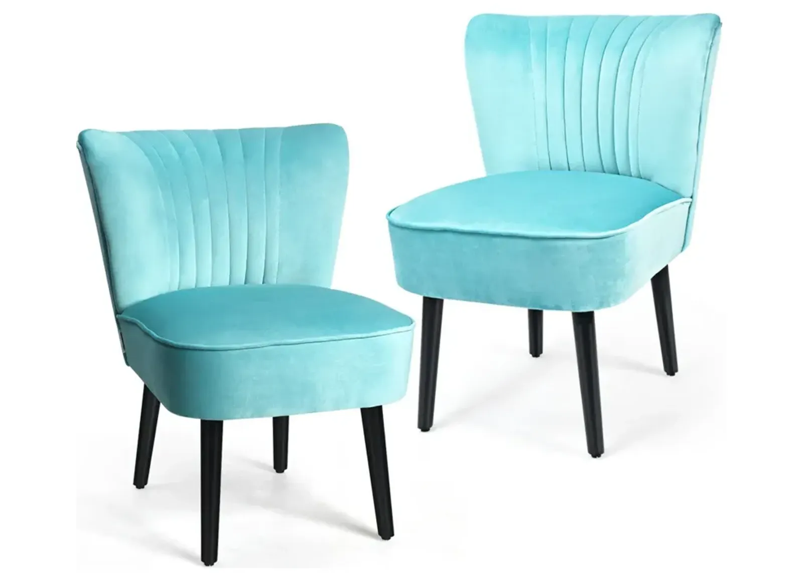 Set of 2 Upholstered Modern Leisure Club Chairs with Solid Wood Legs