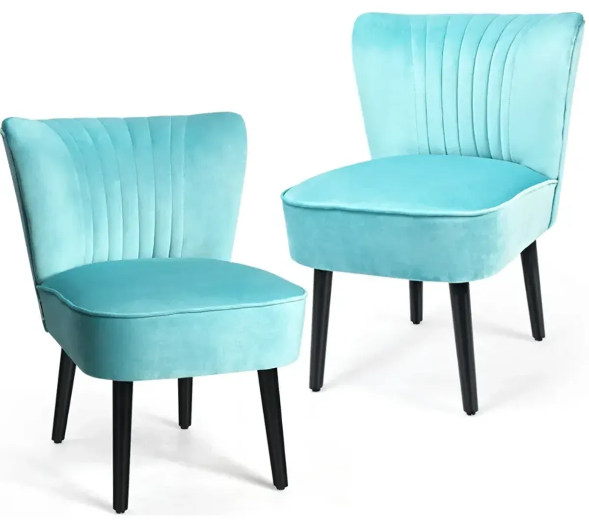 Set of 2 Upholstered Modern Leisure Club Chairs with Solid Wood Legs