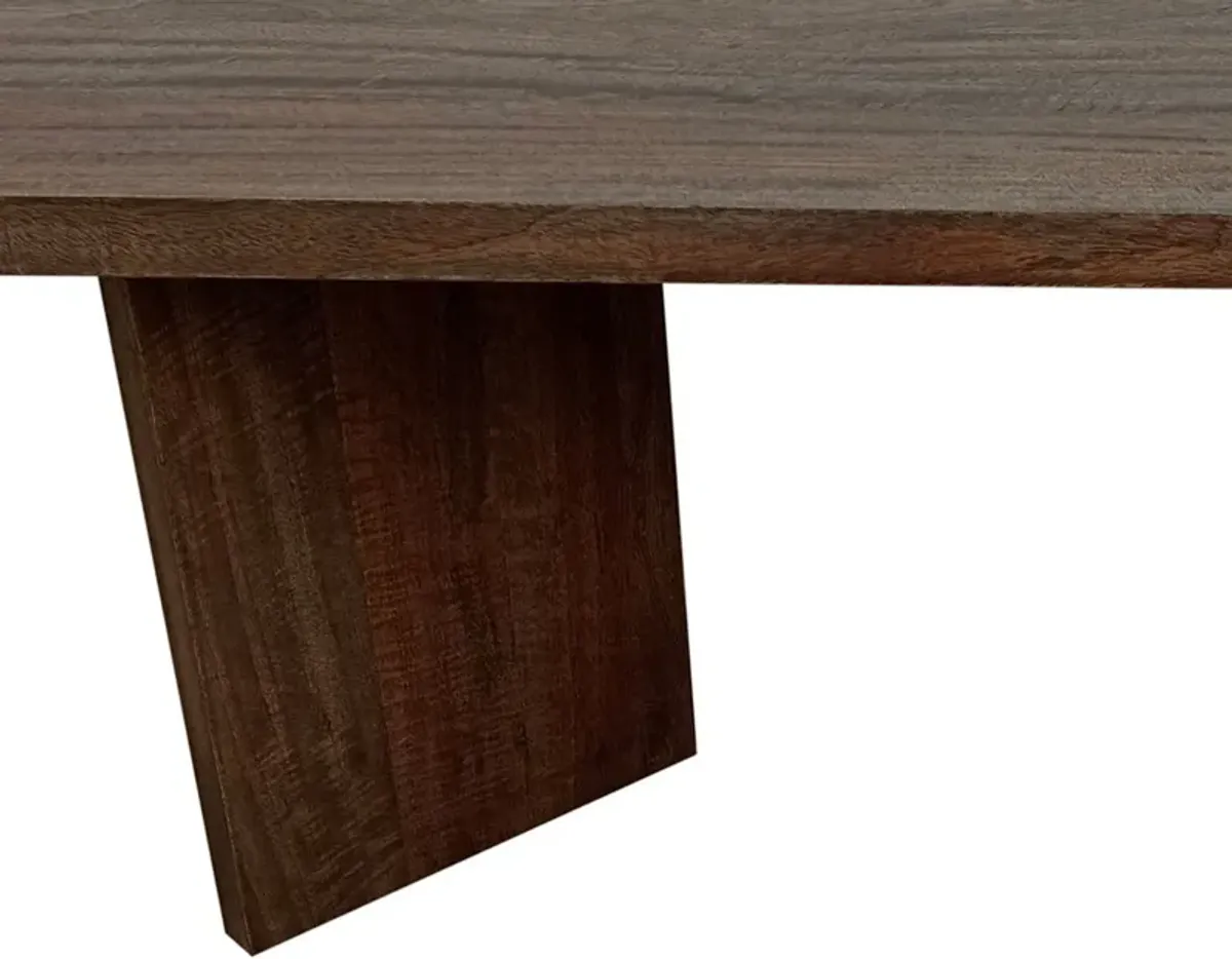 Anisa Coffee Table, 50 Inch Rectangular, Brown Solid Mango Wood Plank Style - Benzara