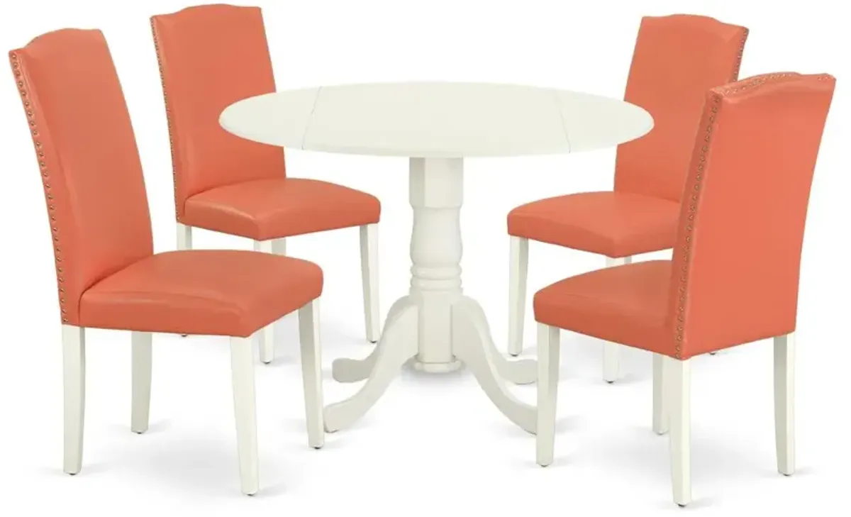 Dining Room Set Linen White, DLEN5-LWH-78