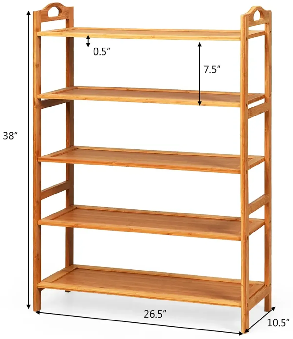 5-Tier Bamboo FreeStanding Shoe Rack-Natural