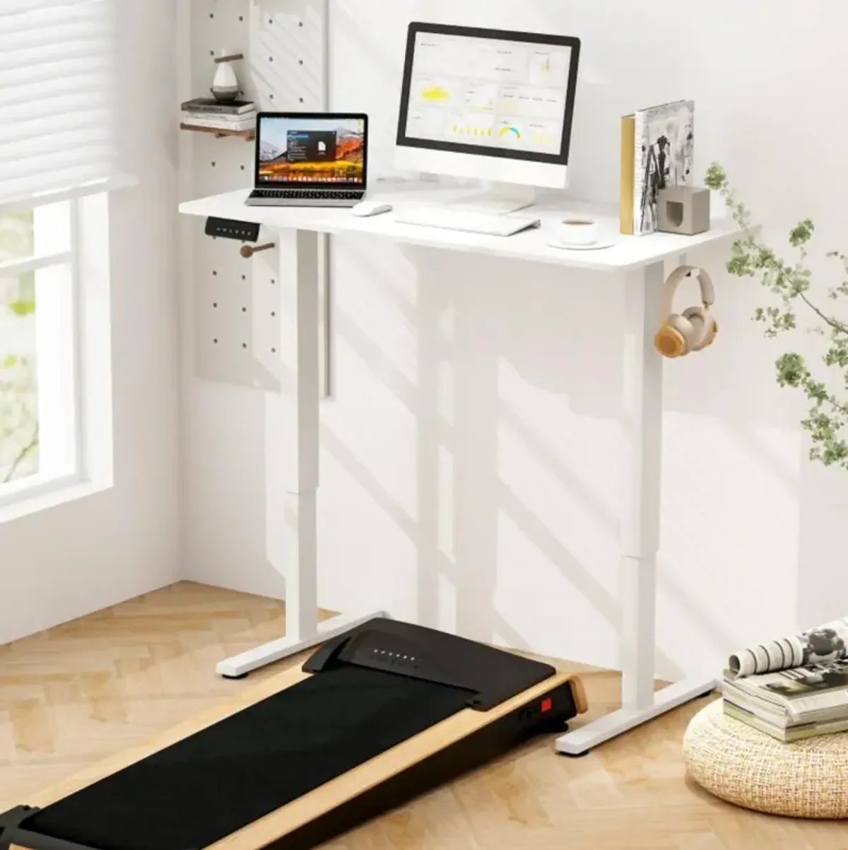 Hivvago Electric Standing Desk with 3 Memory Height Settings and 2 Hanging Hooks & Cable Management