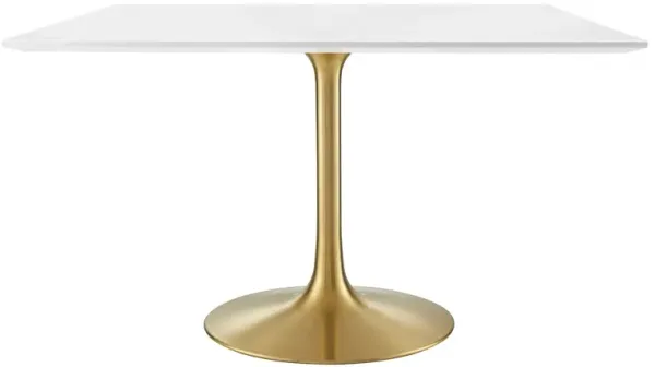 Modway - Lippa 48" Square Wood Top Dining Table Gold White