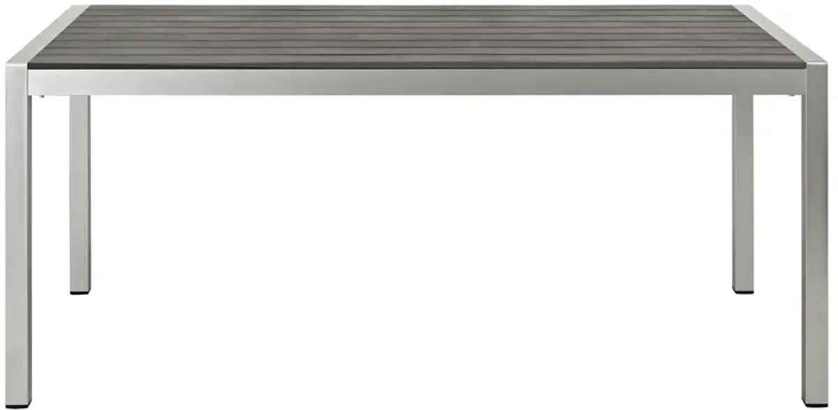 Modway - Shore Outdoor Patio Aluminum Dining Table Silver Gray